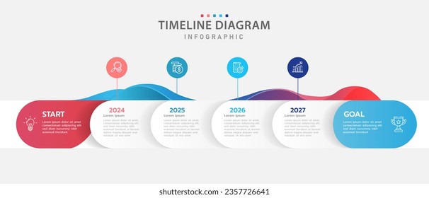 Infographic template for business. 6 Steps Modern Timeline diagram with roadmap and rounded rectangle topic charts, presentation vector infographic.