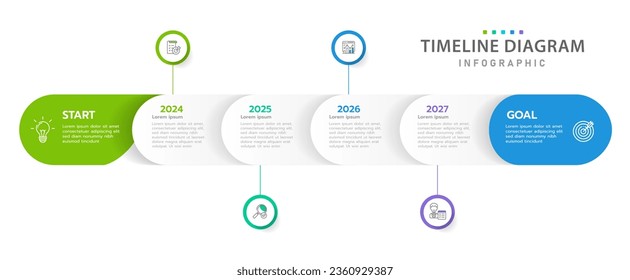 Plantilla de infografía para empresas. 6 Pasos Diagrama moderno de la línea de tiempo con hoja de ruta y gráficos de temas redondeados de rectángulo, infografía de vector de presentación.