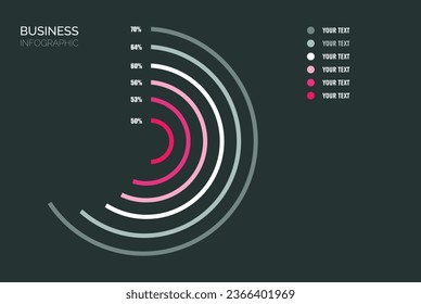 Infographic template for business. 6 Steps Modern Timeline diagram with progress arrows, presentation vector infographic. Percentage ratio. Percentages. Pink and grey