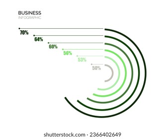 Infographic template for business. 6 Steps Modern Timeline diagram with progress arrows, presentation vector infographic. Percentage ratio. Percentages. Green and grey