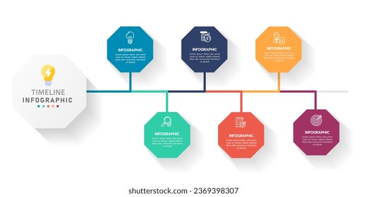 Infographic template for business. 6 Steps Modern Timeline diagram with roadmap and topic charts, presentation vector infographic.