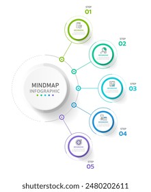 Infographic template for business. 6 Steps Modern Mindmap diagram with circles topics, presentation vector infographic.