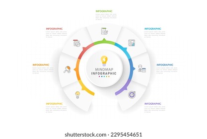 Infographic template for business. 7 Steps Modern Mindmap diagram with topics, presentation vector infographic.