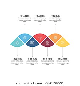 Infographic template for business. 7 Steps Modern Timeline diagram with progress arrows, presentation vector infographic.