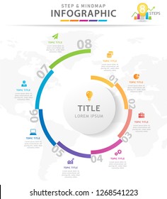 Infographic template for business. 8 Steps Modern Mindmap diagram, presentation vector infographic.