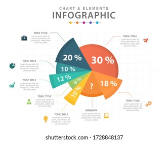 Infographic Template For Business. 8 Steps Pie Chart Diagram Element, Presentation Vector Infographic.