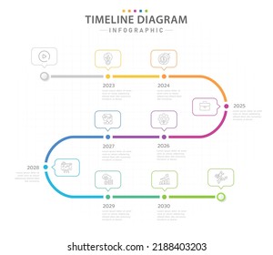 Infographic template for business. 8 Steps Modern Timeline diagram with Yearly topics, presentation vector infographic.