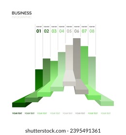 Infographic template for business. 8 Steps Modern Timeline diagram with progress arrows, presentation vector infographic. Percentage ratio. Green and grey