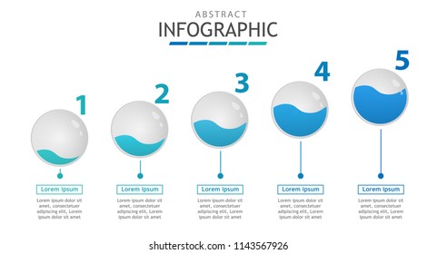 Infographic template for business. Circle abstract diagram with steps, water levels. presentation vector infographic. 