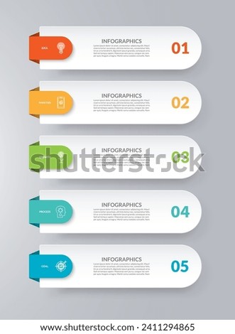 Infographic template. Business concept with 5 options. Vector design elements for infographics. Can be used for workflow layout, diagram, chart, graph, web design.