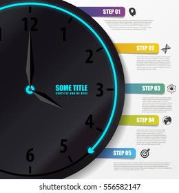Infographic template. Business concept with clock. Vector illustration