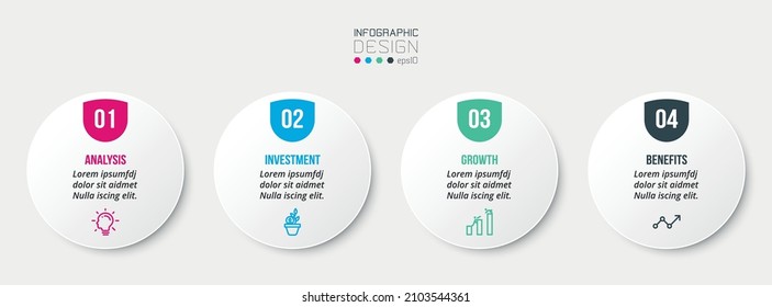 Concepto de negocio de plantilla de infografía con paso.