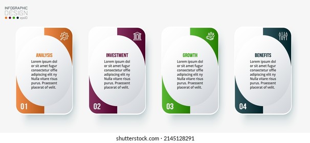 Concepto de negocio de plantilla de infografía con paso.