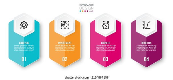 Concepto de negocio de plantilla de infografía con paso.