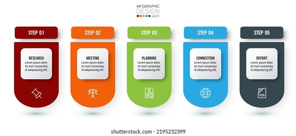 Concepto de negocio de plantilla de infografía con paso.