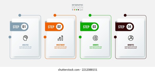 Concepto de negocio de plantilla de infografía con paso.
