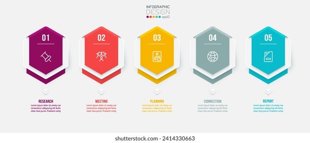 Concepto de negocio de plantilla de infografía con paso.