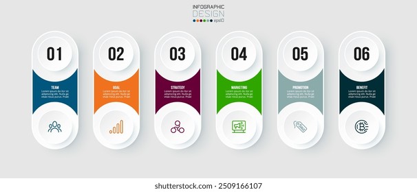 Infografía concepto de negocio de Plantilla con paso.