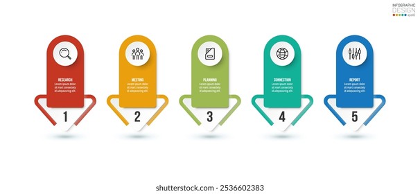 Infografía concepto de negocio de Plantilla con paso.
