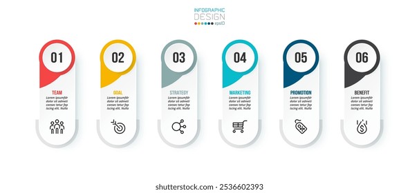 Infografía concepto de negocio de Plantilla con paso.
