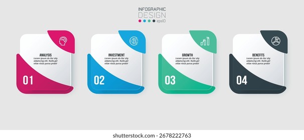 Conceito de negócios de modelo infográfico com etapa.
