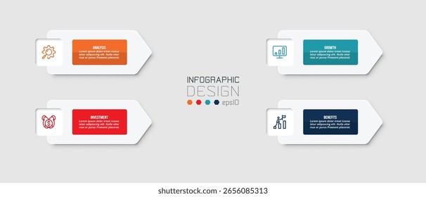 Conceito comercial do modelo infográfico com fluxo de trabalho.