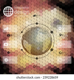 Infographic template for business design, hexagonal design vector illustration.