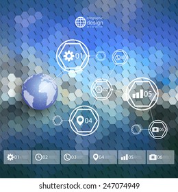 Infographic template for business design, hexagonal design vector illustration.