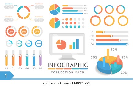 Infographic template for business. Flat design element collection pack 1, presentation vector infographic.