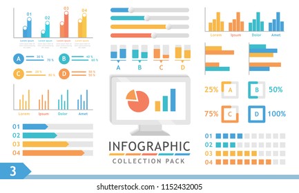 Infographic template for business. Flat design element collection pack 3, presentation vector infographic.