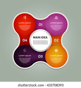 Infographic Template for Business. Four  steps cycling diagrams. Vector Illustration.