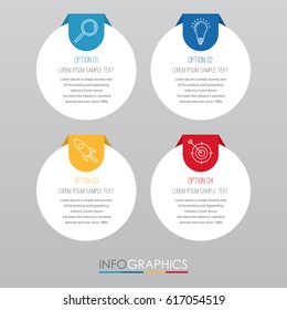 Info-graphic Template for Business with four steps multi-Colours design, labels design, Vector info-graphic element, Flat style vector illustration EPS 10.