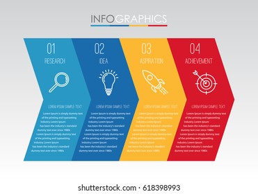 Plantilla infográfica para empresas con cuatro pasos de diseño multicolor, diseño de etiquetas, elemento info-gráfico vectorial, ilustración vectorial plana EPS 10.
