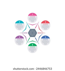 Infographic template for business, informatics, technology, food, industry world. star infographic template. six options information template