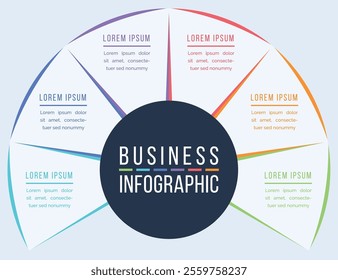 Infographic template business information 6 objects, steps, elements or options infographic design