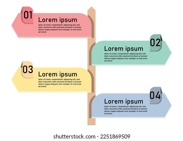 Infographic template for business information presentation. Vector square and geometric elements.Signpost modern workflow diagrams. Report plan 4 topics