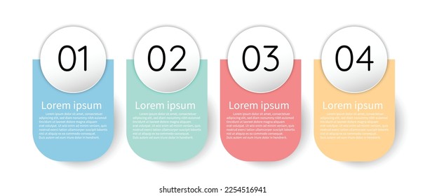 Infographic template for business information presentation. Vector circles and geometric elements. Modern workflow diagrams. Report plan 4 topics
