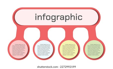 Infografische Vorlage für die Präsentation von Geschäftsinformationen. Vektorverbindung von oval und Kreis. Moderne Workflow-Diagramme. Plan 4 - Themen Bericht