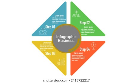 Infographic template for business information presentation. Vector triangle and icon elements. Modern workflow diagrams. Report plan 4 topics