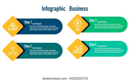 Infographic template for business information presentation. Vector square and icon elements. Modern workflow diagrams. Report plan 4 topics