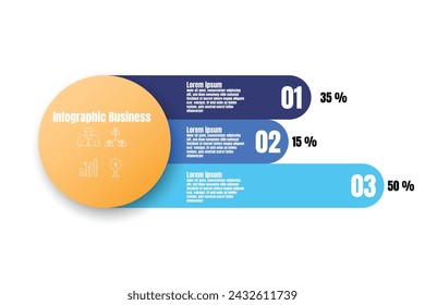 Infographic template for business information presentation. Vector square and icon elements. Modern workflow diagrams. Report plan 3 topics