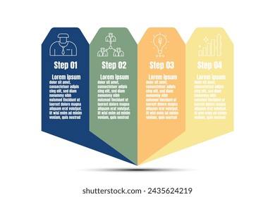 Infographic template for business information presentation. Vector geometry and icon elements. Modern workflow diagrams. Report plan 4 topics