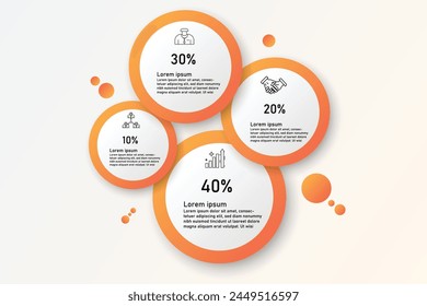 Infographic template for business information presentation. Vector circle and icon elements. Modern workflow diagrams. Report plan 4 topics