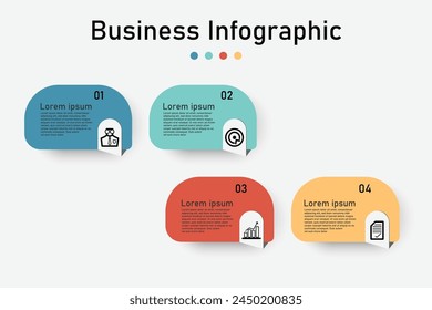 Infographic template for business information presentation. Vector square and icon elements. Modern workflow diagrams. Report plan 4 topics