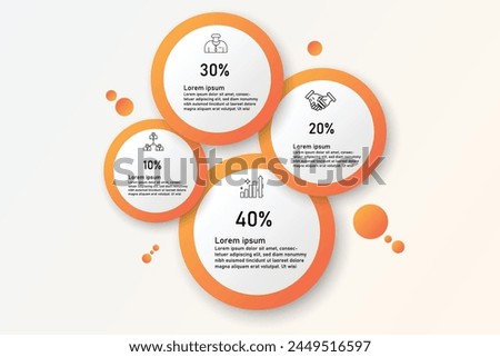 Infographic template for business information presentation. Vector circle and icon elements. Modern workflow diagrams. Report plan 4 topics