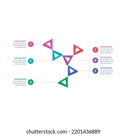 infographic template for business, internet, web, magazine, annual report. six steps information template. colorful triangles infographic template