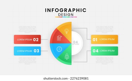 Infographic template for business isolated on white background. Circle chart concept with 4 options, steps, part, Vector presentations.