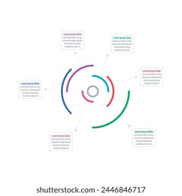 Infographic template for business, IT, technology, food, industrial world. spiral infographic template. six steps information template