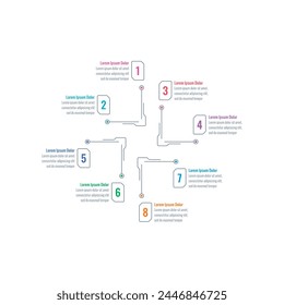 Plantilla de infografía para empresas, TI, tecnología, alimentación, mundo industrial. Plantilla de infografía electrónica tecnológica. ocho opciones Plantilla de información