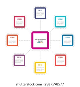 Infographic template for business. Modern 8 Step Diagram with square, presentation vector infographic.